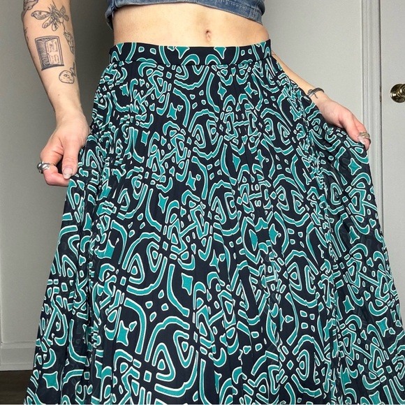Laundry by Shelli Segal Green Print Maxi Skirt Size 4 - Picture 3 of 4